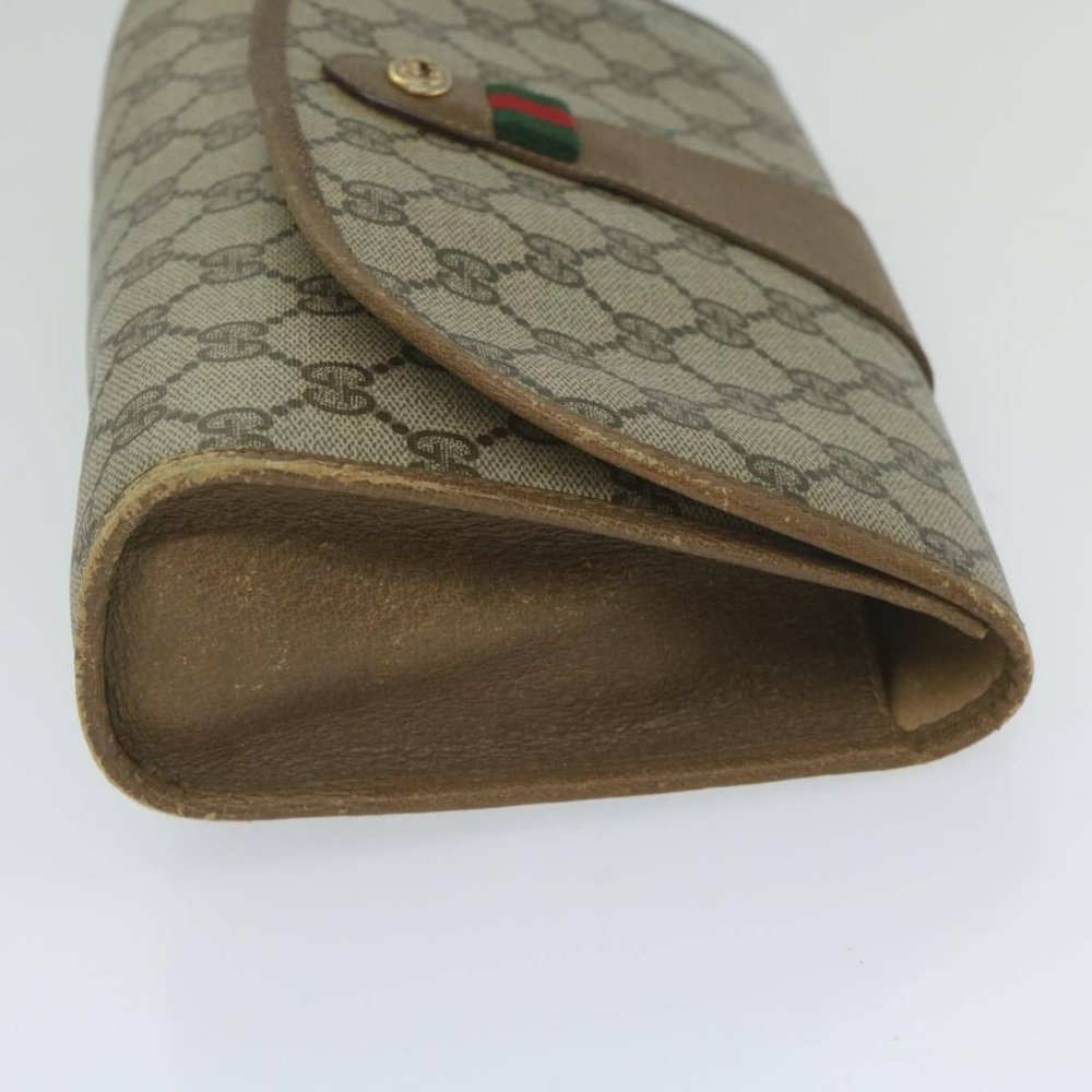 GUCCI GG Supreme Web Sherry Line Clutch Bag Beige Red 89 01 030 Auth - Picture 9 of 16